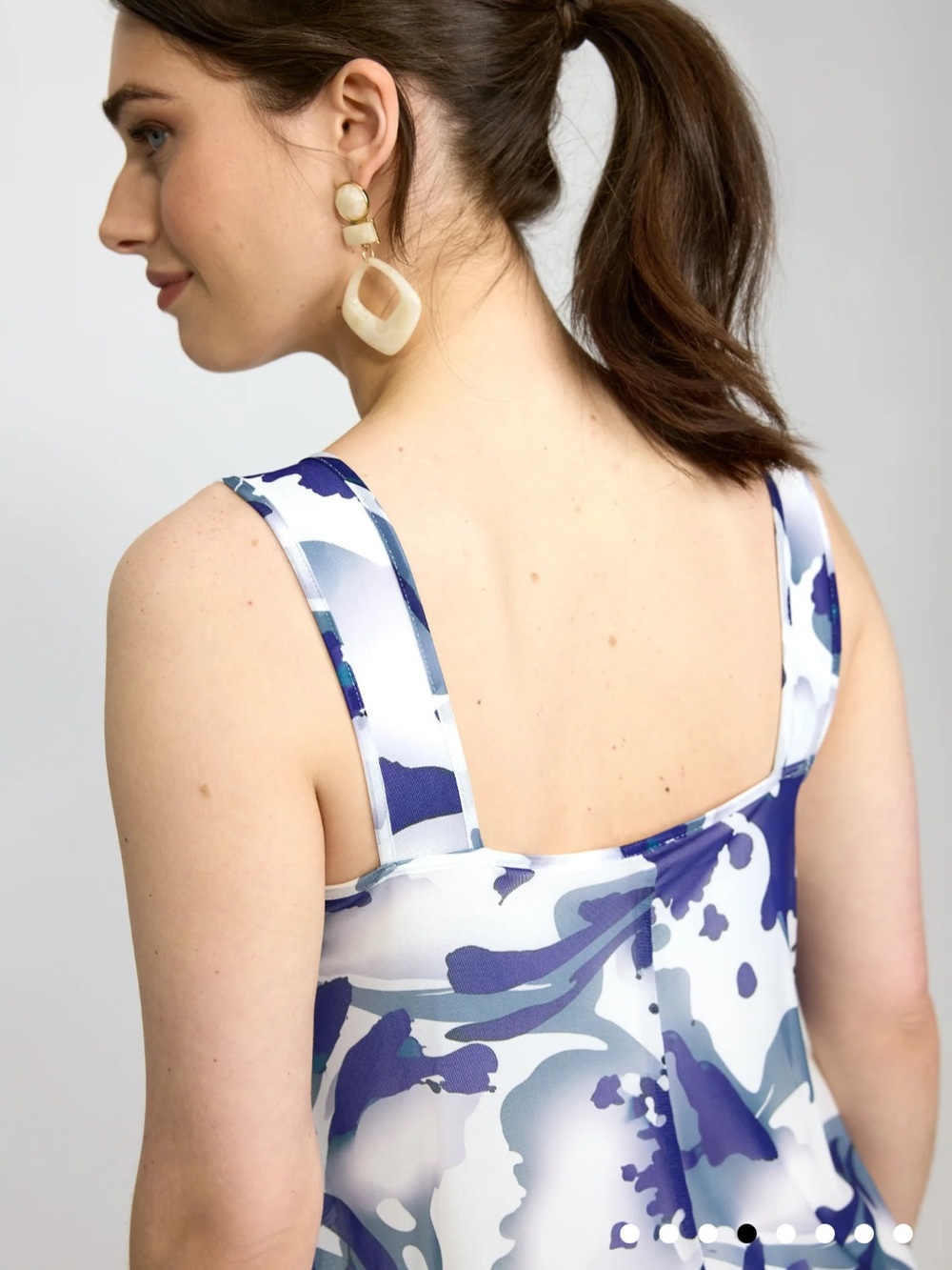 Laura Marble Print Maxi Dress Blue White Pattern - Picture 2 of 10